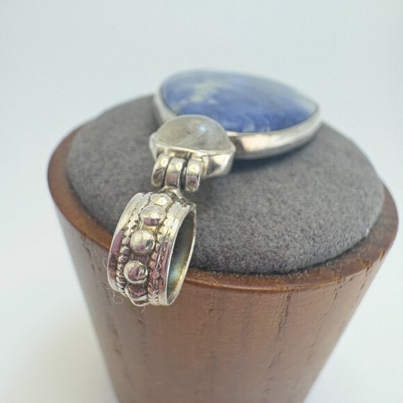 VTG Sterling Silver 925 Sodalite Bezel Set Statement Pendant Size 2" Length - Picture 6 of 12